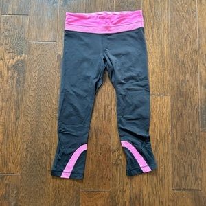 Lululemon Black Leggings with Pink Detail